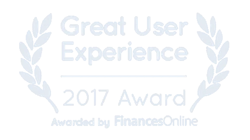 an award badge for CyberStockroom from FinancesOnline saying 'great user experience'. 2017 Award.