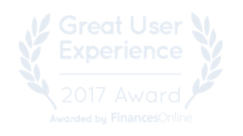 an award badge for CyberStockroom from FinancesOnline saying 'great user experience'. 2017 Award.