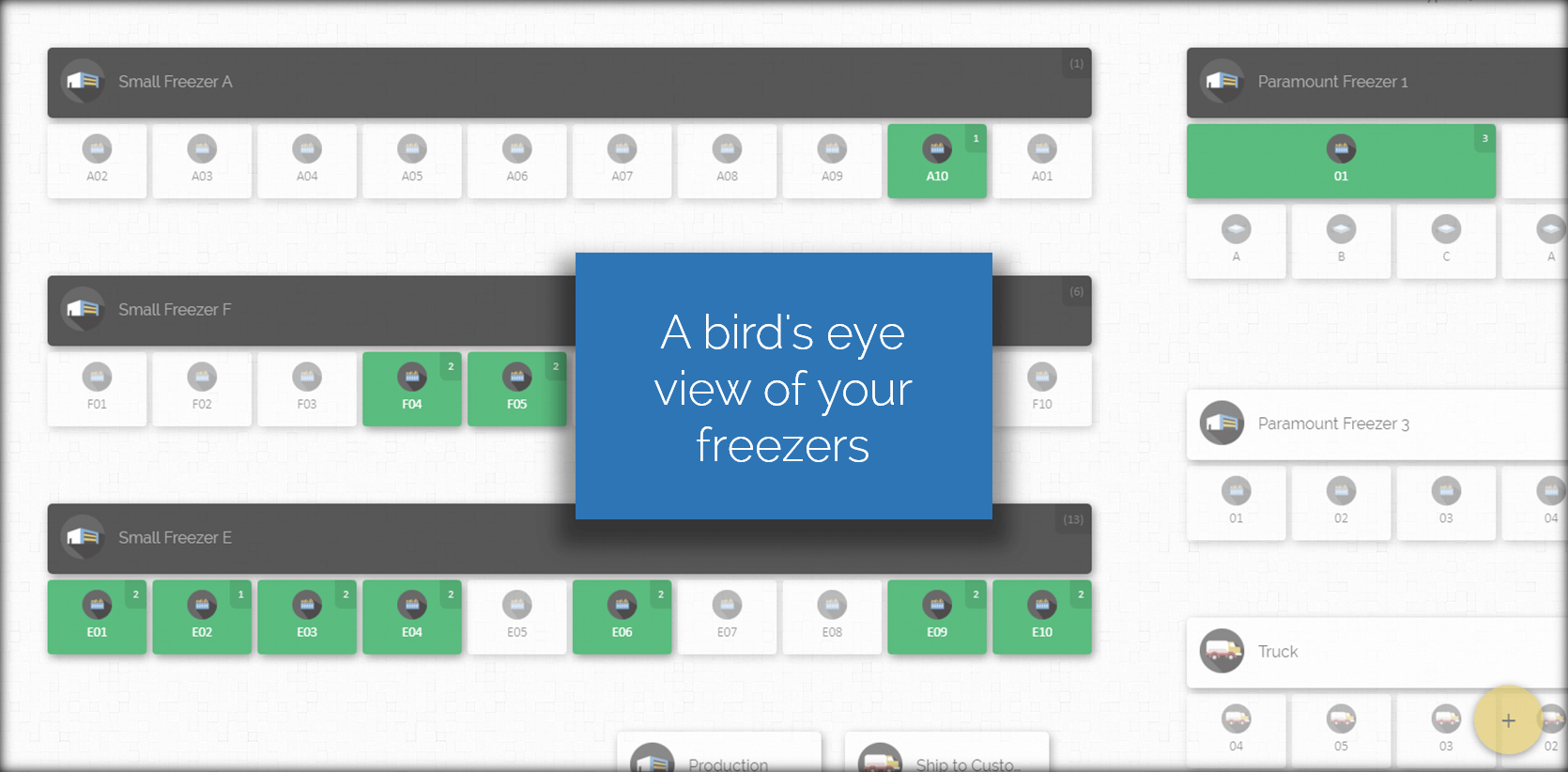 Cold Storage (Freezer) Inventory Management and Tracking Software From CyberStockroom. A bird's eye view of your freezers.